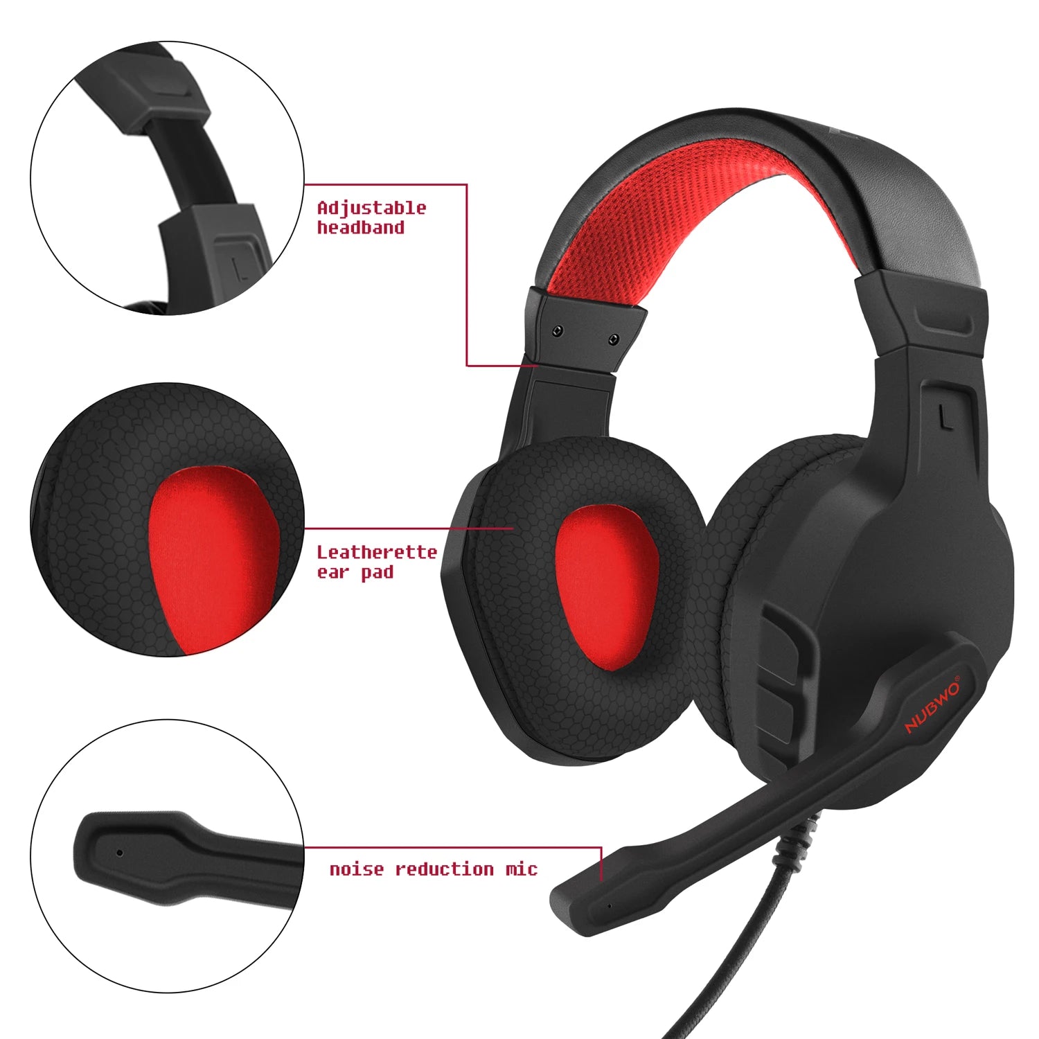 NUBWO U3 Xbox One PS4 Gaming Headset PC Mic Laptop Computer Stereo Headphones with Microphone for Playstation 4Xbox 1