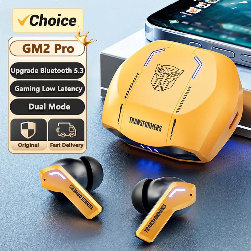 Ship From US Transformers TF-T06 Bluetooth Earphones Gaming Headset Low Latency with Mic Headphones HD Call Wireless