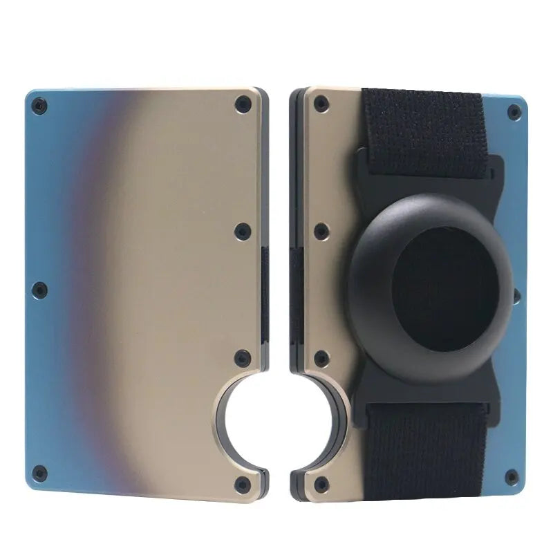 Men Metal Wallet AirTag Holder Aluminum Credit Card Holder Wallet RFID Blocking Slim Wallet for Minimalist Carteira