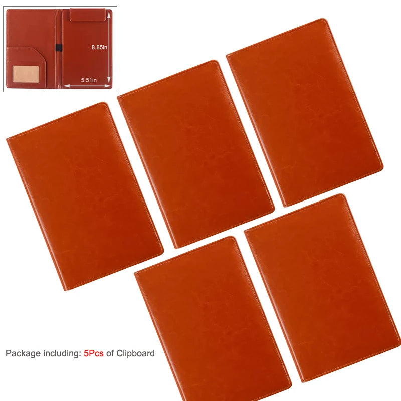 A5 / B5 Leather Padfolio Portfolio File Folder Clipboard Document Holder Business Contract Paper Clamp Writing Pad