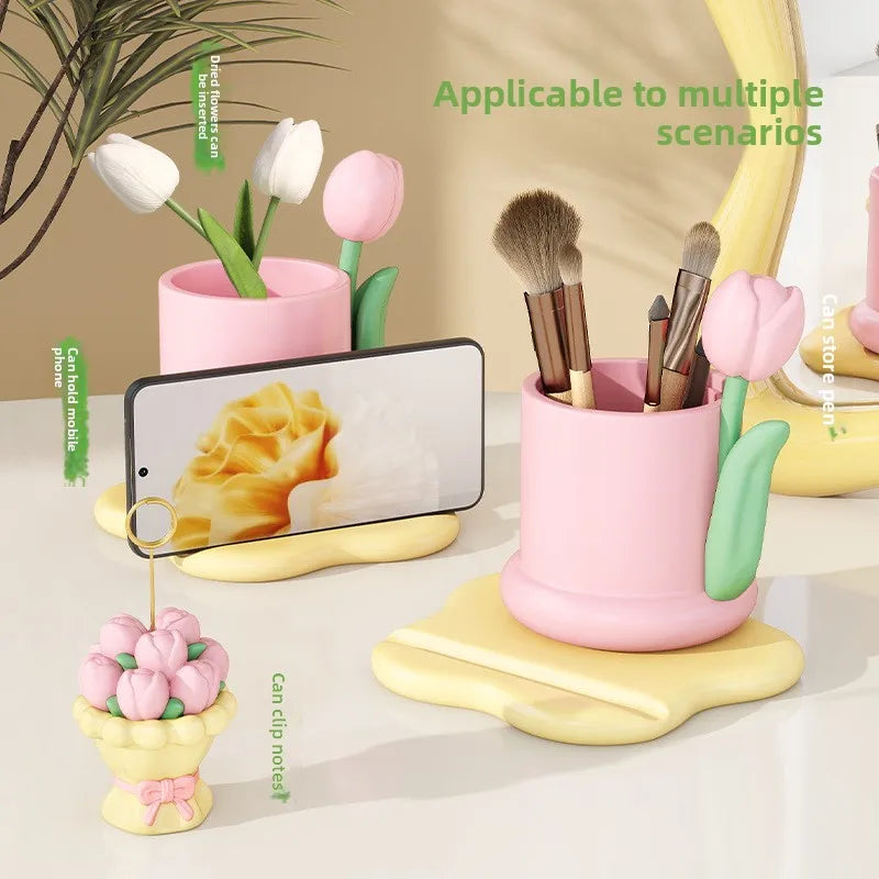 Tulip Pen Holder Is A Desktop Decoration and Storage Item for Office Workstations A Perfect Stress-relieving Tool