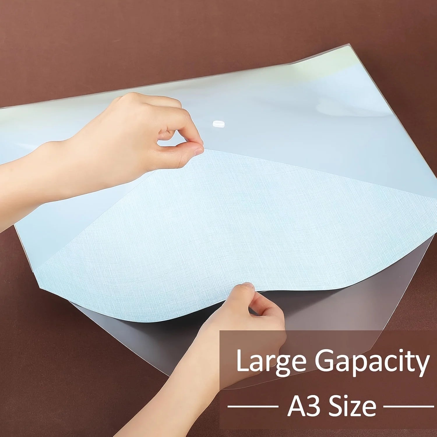 10 Pcs A3 Paper Storage Transparent File Bag Folders Button Bags Document Office - A3