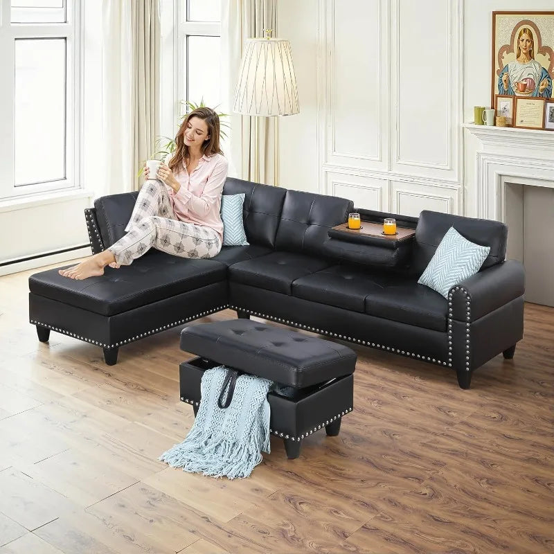 Sectional Couches for Living Room L Shaped Couch 3-Piece Sectional Sofa Set for Living Room and Small Apartment Classic