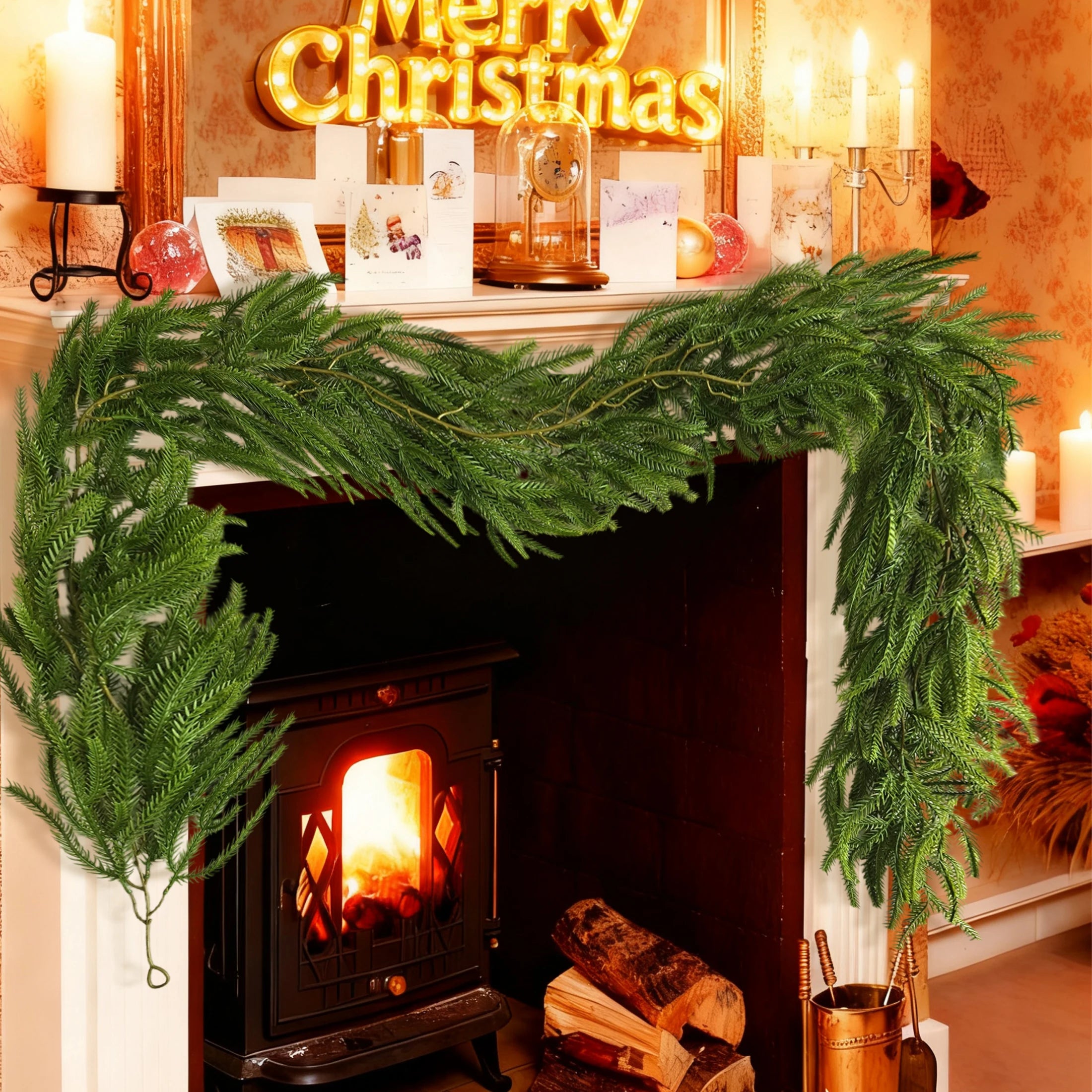 1.8/2M Artificial Christmas Wreath Garland 2025 Christmas Decor Fake Plant Fall Decor Home Room Decor Thanksgiving