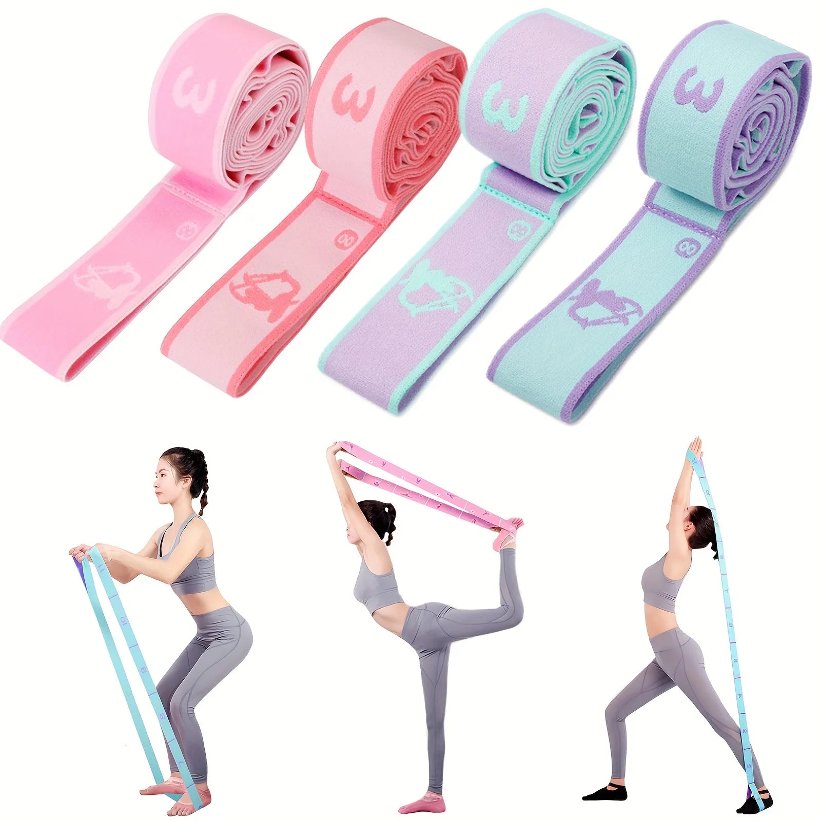Yoga Stretch Strap Sports Exercise Resistance Bands For Dance Gymnastics Workout Pilates Stretch Belt For Physical