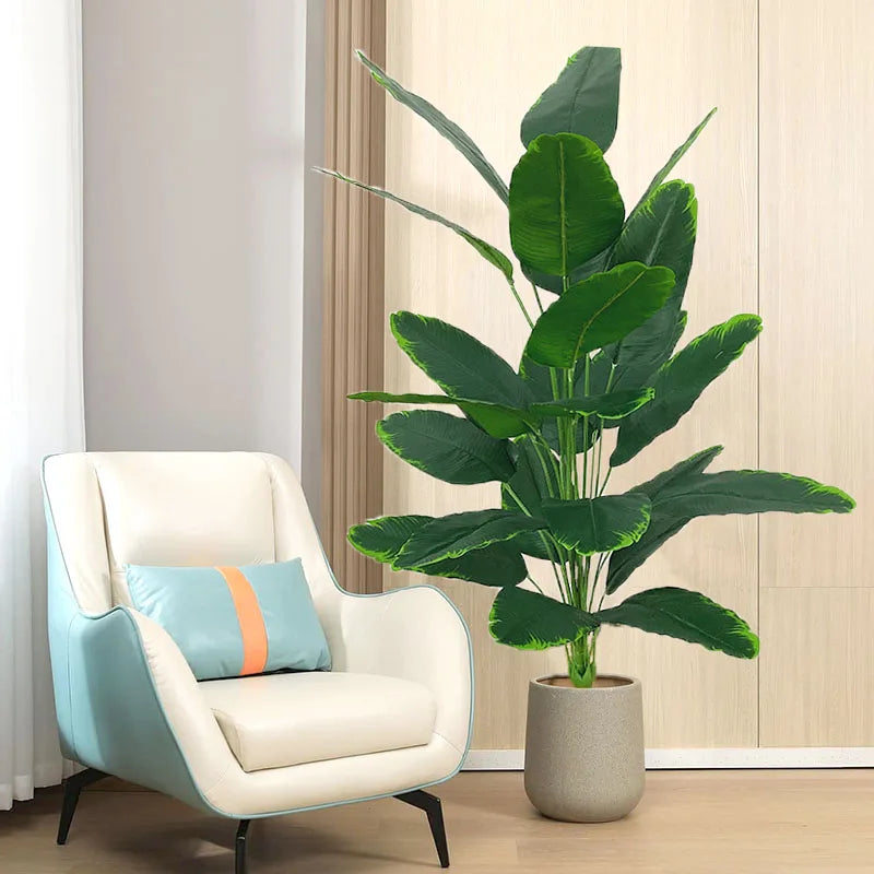 120cm 24Leaves Large Tropical Banana Tree Fake Palm Plants Real Touch Strelizia Plastic Banyan Plant For Home Shop