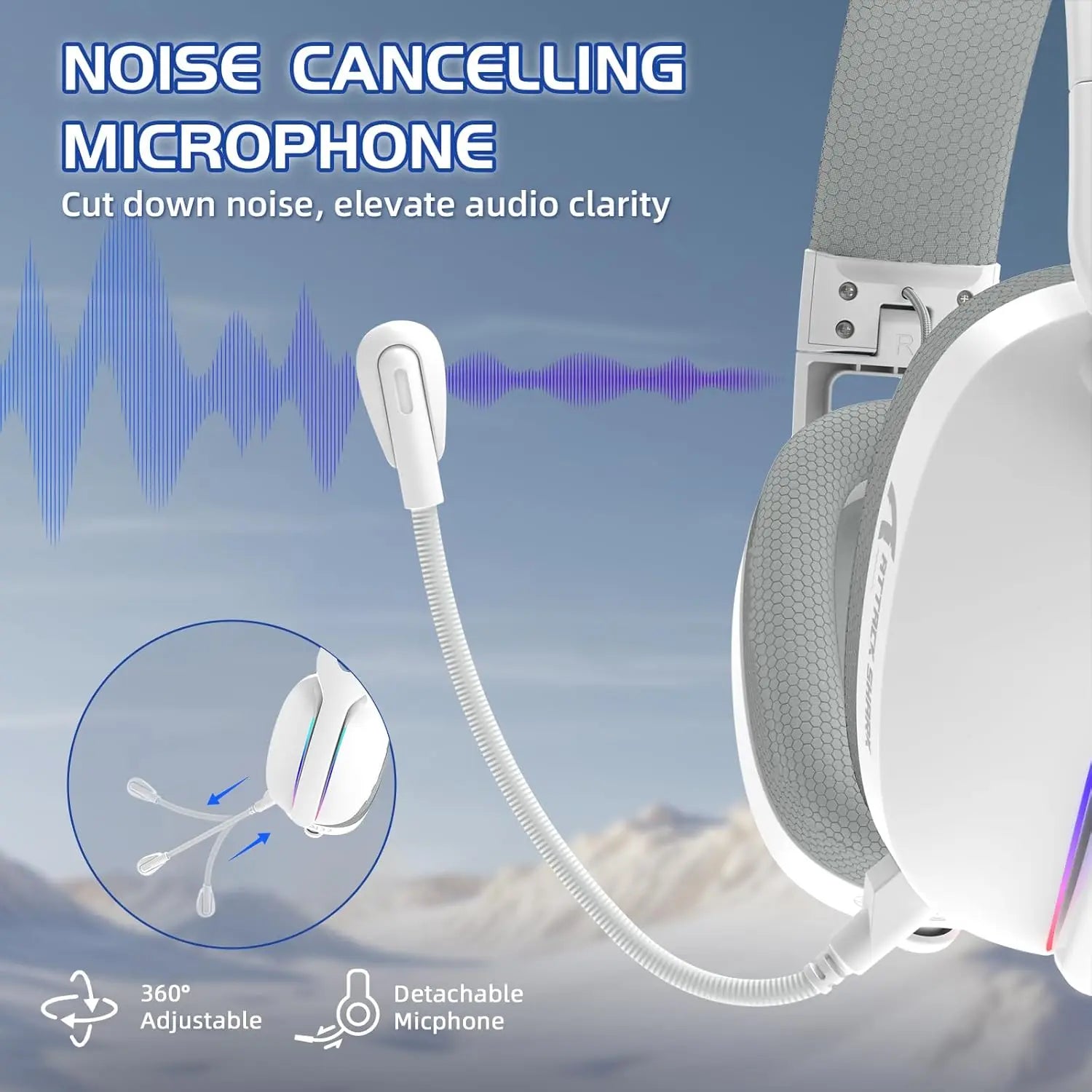 MAMBASNAKE x ATTACK SHARK L80 Wireless Gaming Headset 2.4Ghz USB Gaming Headphones with Bluetooth 5.2 50H Battery