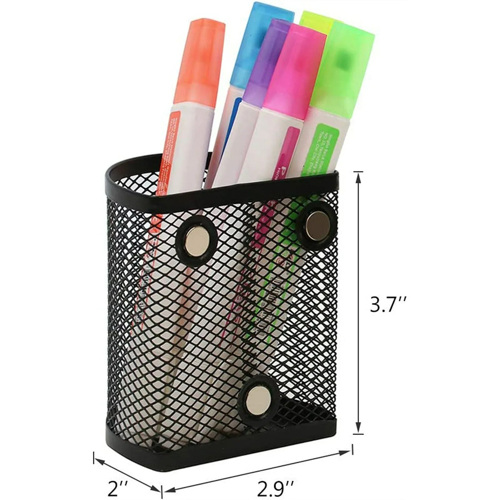 2/4/6 Pcs Magnetic Pencil Holder Black Semicircle Metal Mesh Locker Organizer Suitable For School Work Home Desktop