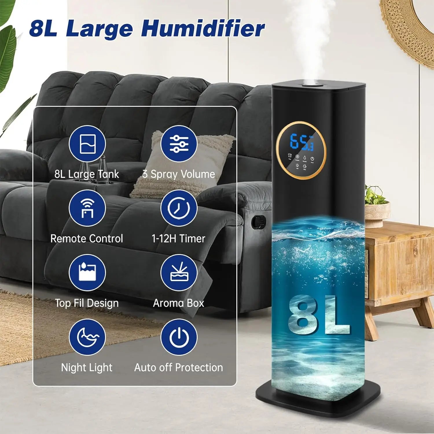 Humidifiers for Bedroom Humidifier large room with Essential Oil Diffuser Top Fill Whole House Cool Mist Humidifiers