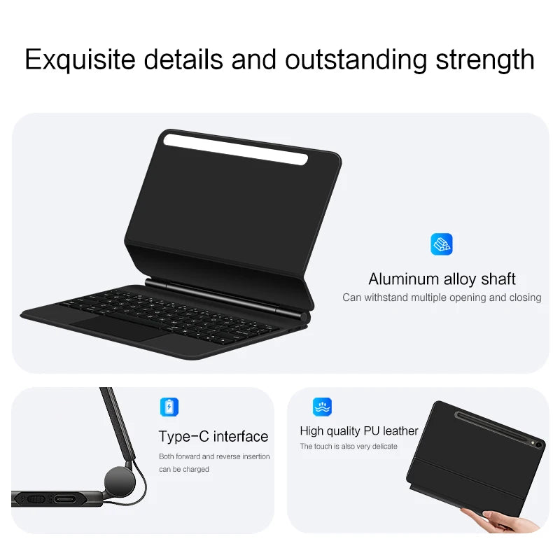 Magic Keyboard Case For Samsung Galaxy Tab S10+ S9 FE+ S9+ S8+ S7 FE Plus 12.4 inch S9 S8 11 Tablet Book Cover Slim Key