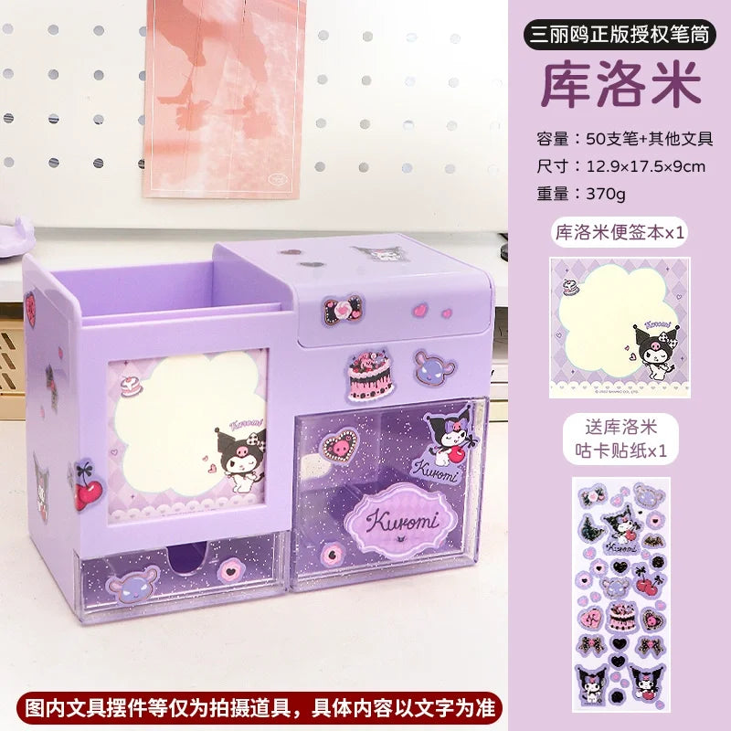 2024 Sanrio Multifunctional Pencil Holder Large Cute Children’s Girl Cinnamoroll Kuromi Student Desktop Stationery
