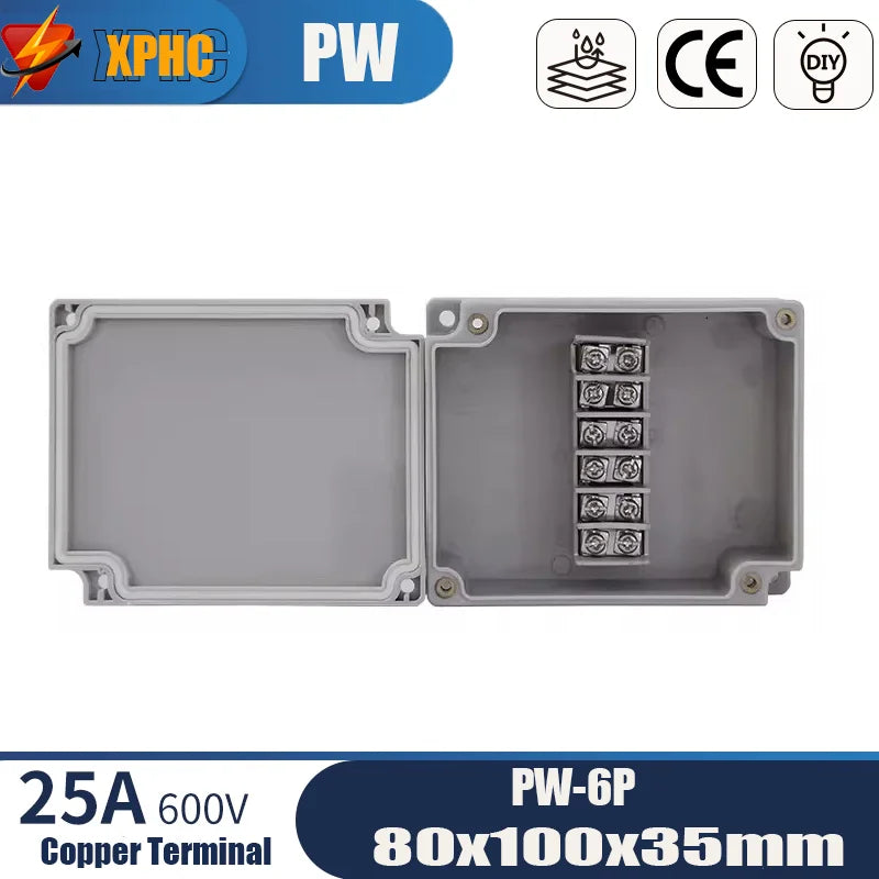 Outdoor ABS Plastic Electric Cable Branch Box Distribution Enclosure Case Home Monitor Waterproof Terminal Junction Box