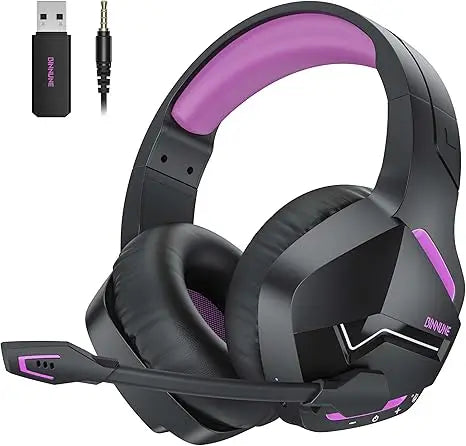 BINNUNE BW01 Wireless Gaming Headset with Mic for PC PS4 PS5 2.4G Bluetooth USB Gamer Headphones with Mic for Laptop