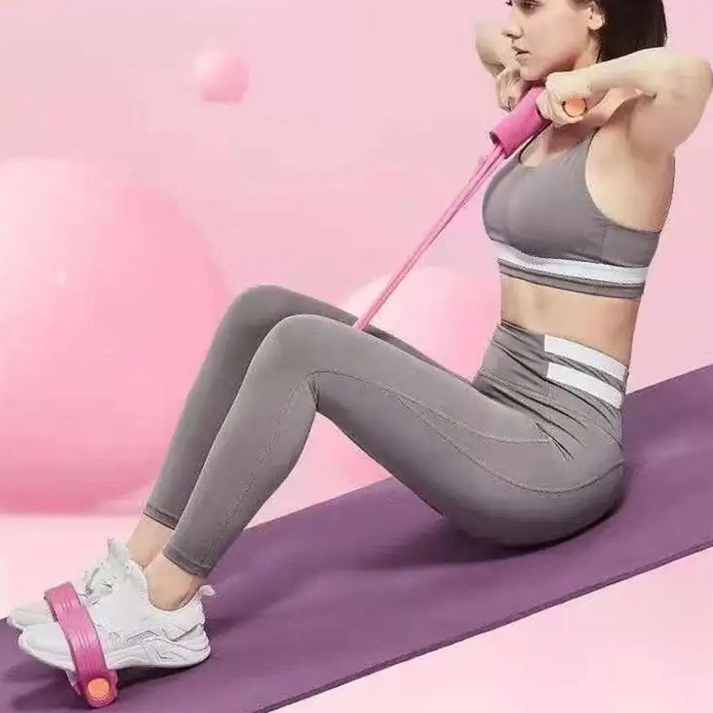 Siix-Tube Pedal Tensioner Resistance Band Multi-Functional Tension Rope Fitness Bands Elastic Yoga Pedal Puller