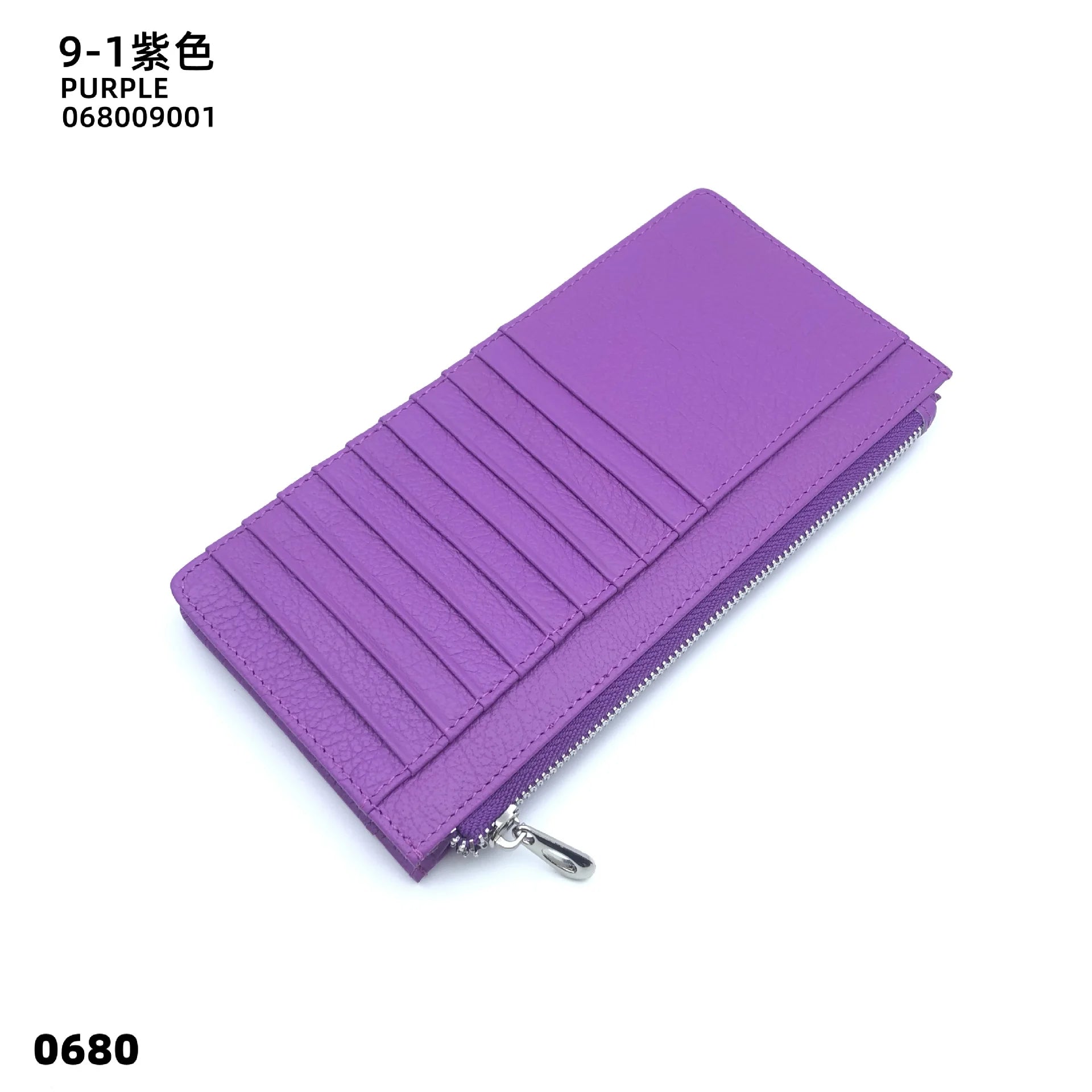 Large Capacity Long Zipper Card Holder Custom Letters Genuine Leather Men Credit Card Wallet Business Women Phone