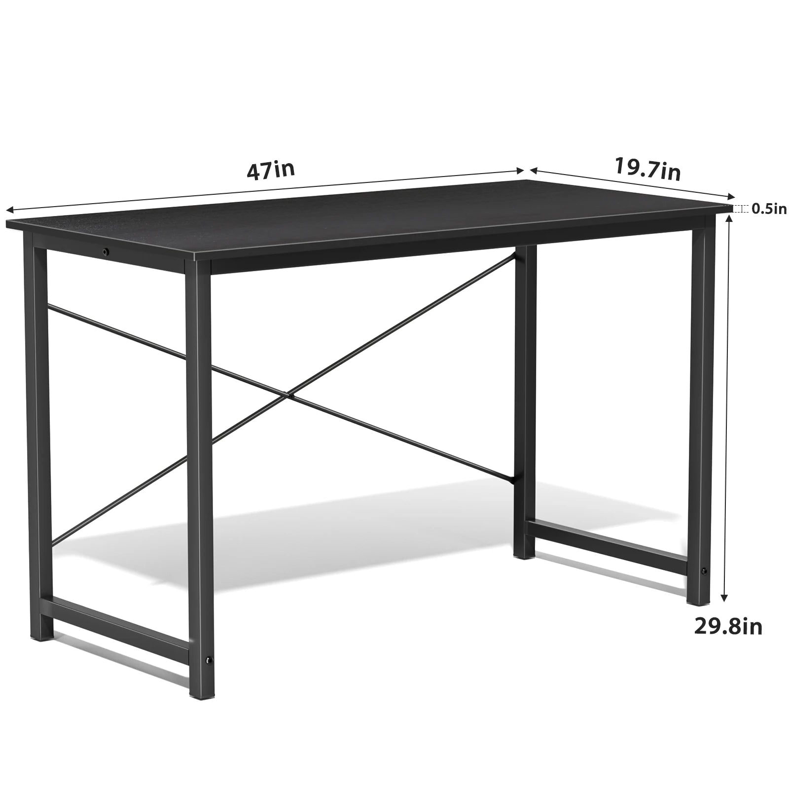 JHK Computer Office Desk Writing Study Office Gaming Table Modern Simple Style Compact Metal Frame Wood Tabletop Easy