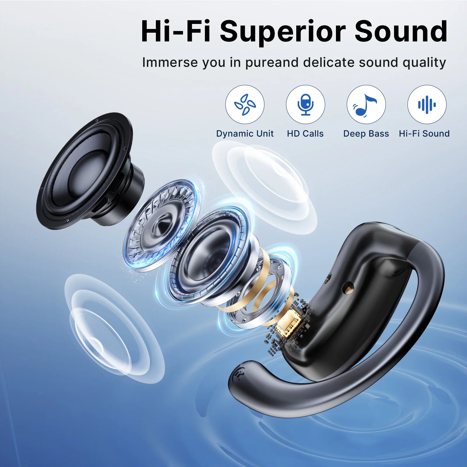 E1 5.4 AI Language Translation Headphones with 114 Languages Real Time Earbuds Translator OWS Ear Buds for Business