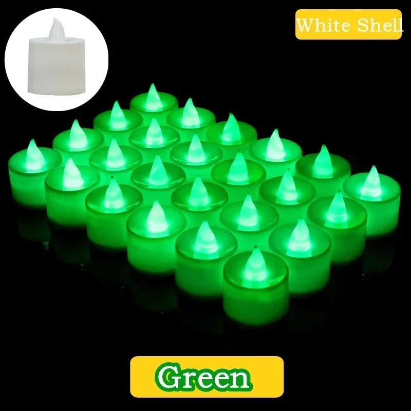 50x Colorful LED Flameless Candle Light Battery Operated Tealight Switch Candles Flameless Wedding Home Christmas Decor