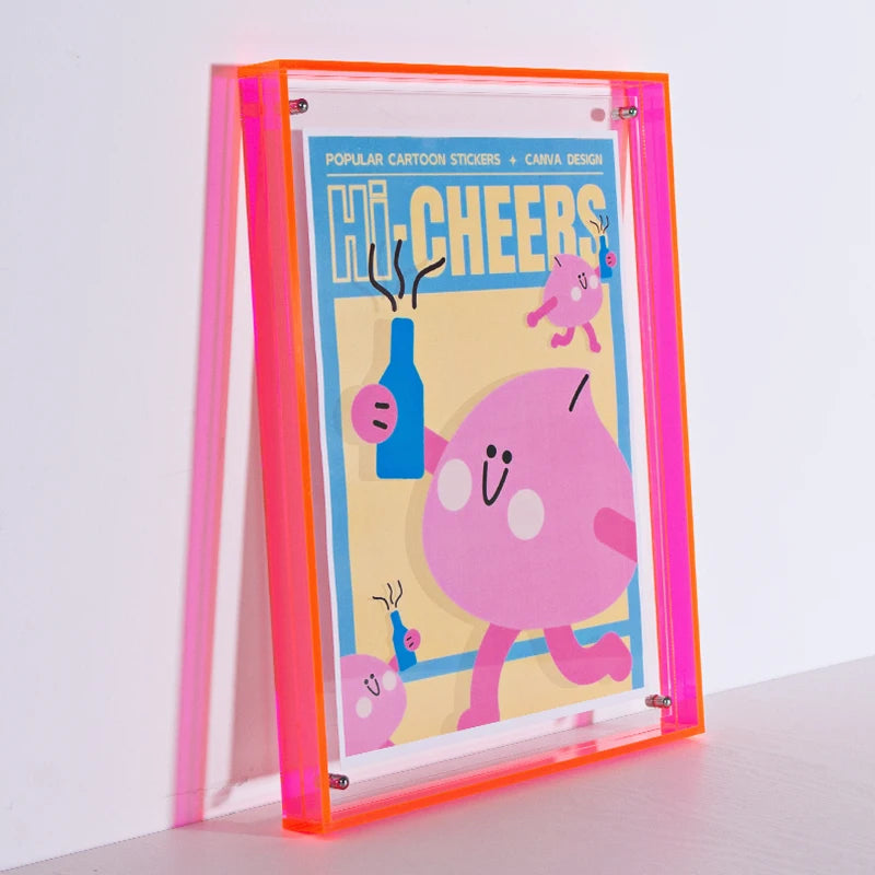 Translucent Acrylic Picture Frame Neon Floating Acrylic Wall Tabletop Frame Decoration Photo Frame for Gallery Home
