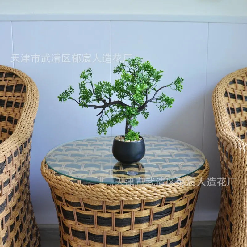 Artificial Chinese Bonsai Welcome Pine Milan Pine Luo Hansong Potted Plant New Chinese Style Living Room Home Office