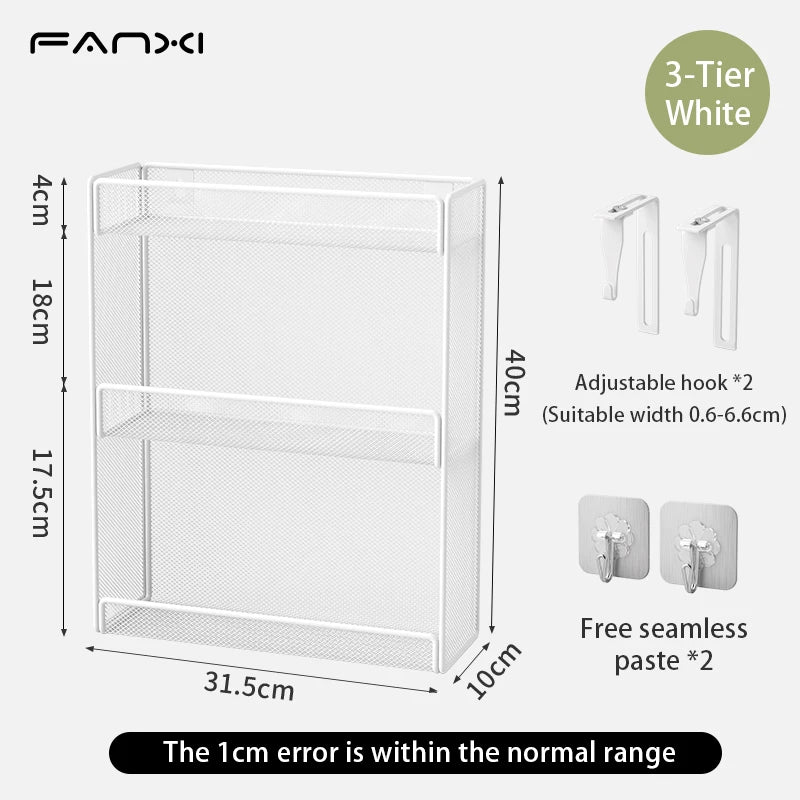 Wall-mounted file organizer Office mesh wall file holder Magazine paper holder with category name tag - 3-tier-white