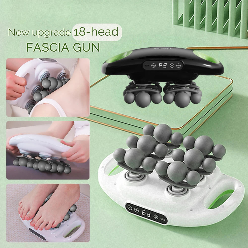 18-head Professional Fascia Gun Muscle Relax Massager High Frequency Back Waist Massage Machine Body Shoulder after