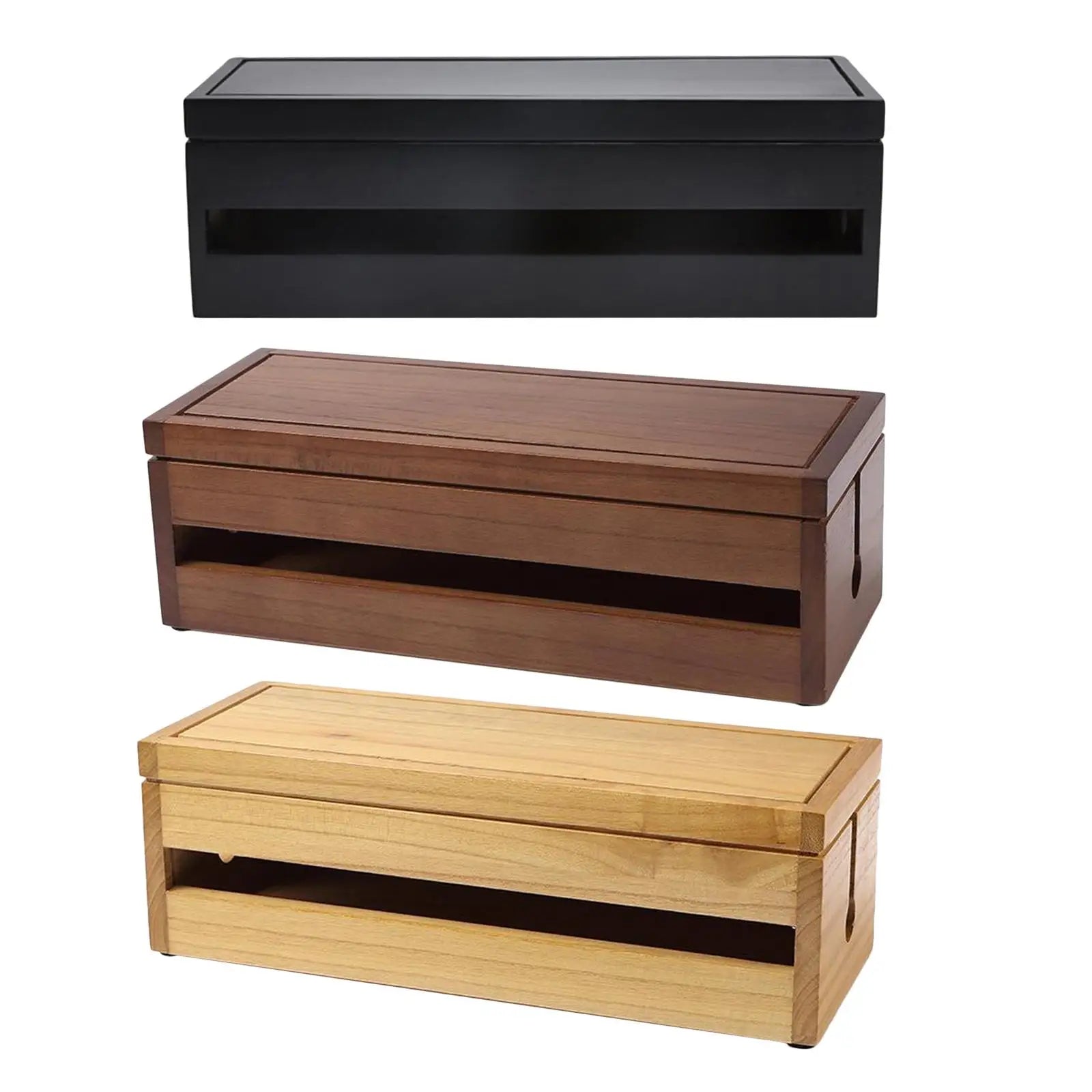 Cable Management Box 14.8x5.6x4.8 inch Wooden Case Cord Organizer for Desk TV