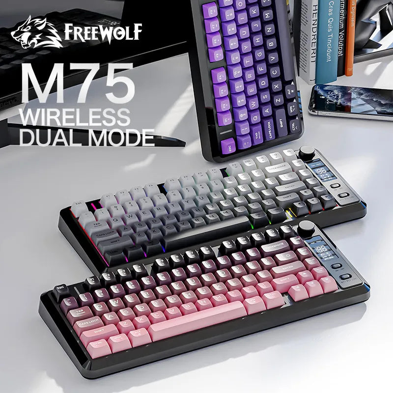 free-wolf-m75-82-key-compact-wireless-gaming-keyboard-dual-mode-bluetooth-2-4g-rgb-backlit-oled-display-large-battery