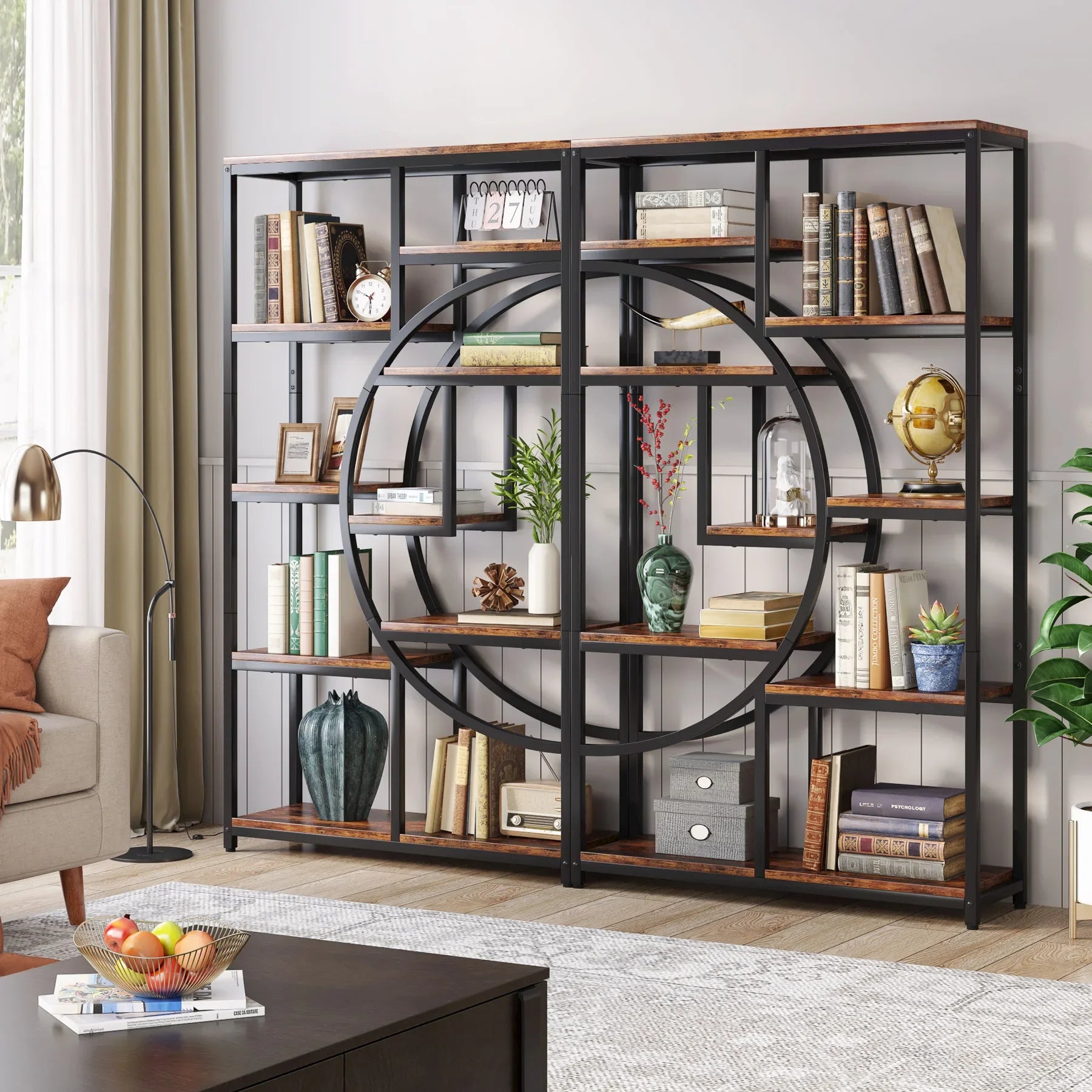 Tribesigns Bookshelf Industrial 5 Tier Etagere Bookcase Freestanding Tall Bookshelves Display Shelf Storage Organizer