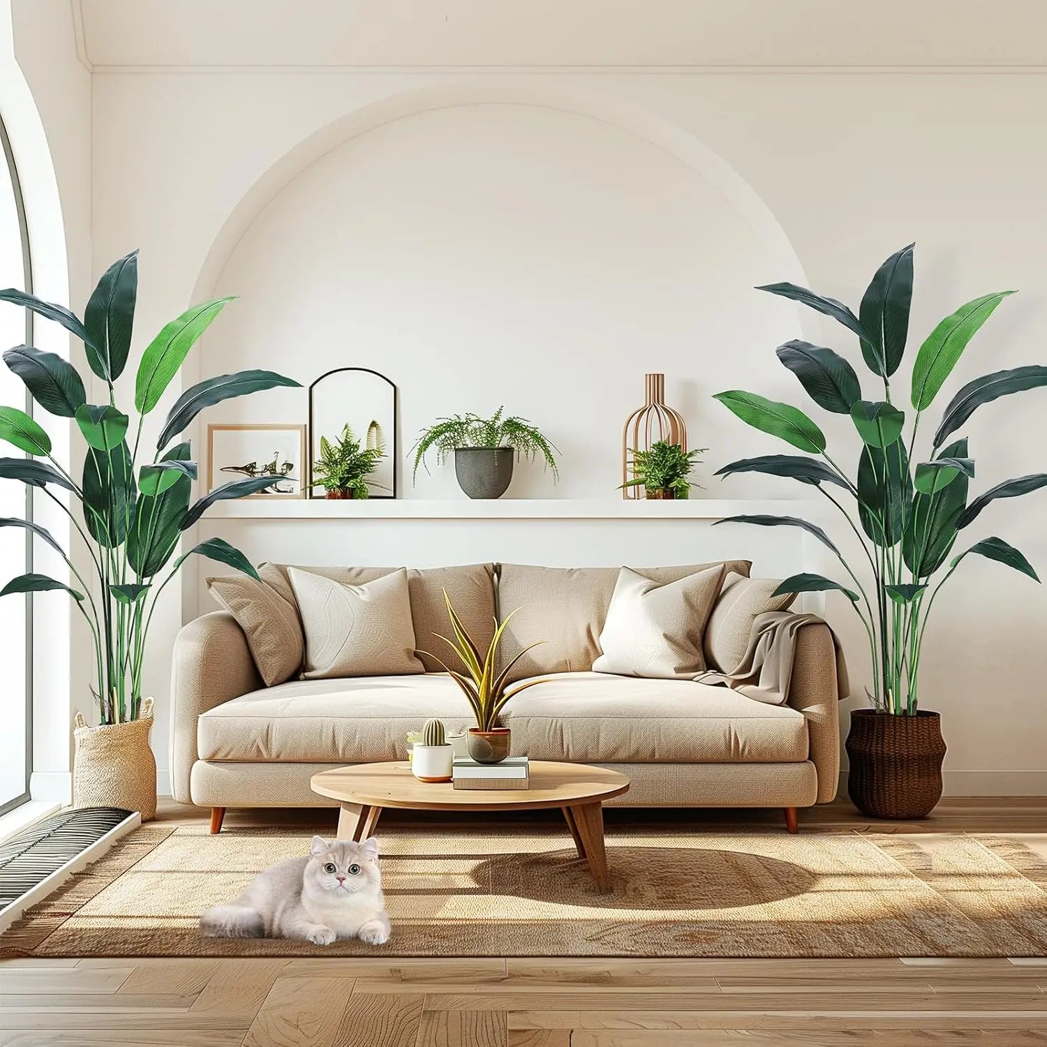 Artificial Bird of Paradise Plant 6FT(72in)/7FT(84IN) Fake Palm Tree for Indoor Outdoor Modern Decor Faux Plants