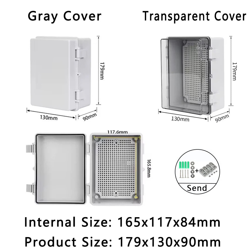 IP66 Waterproof Plastic Box ABS Wire Junction Box Gray/Transparent Cover Enclosure Outdoor Electronic Engineering