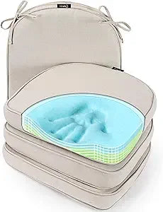 Gel Memory Foam Chair Cushions FadeShield Water- Stain-Resistant Durable Reversible Seat Cushion Pads with Ties for Ind