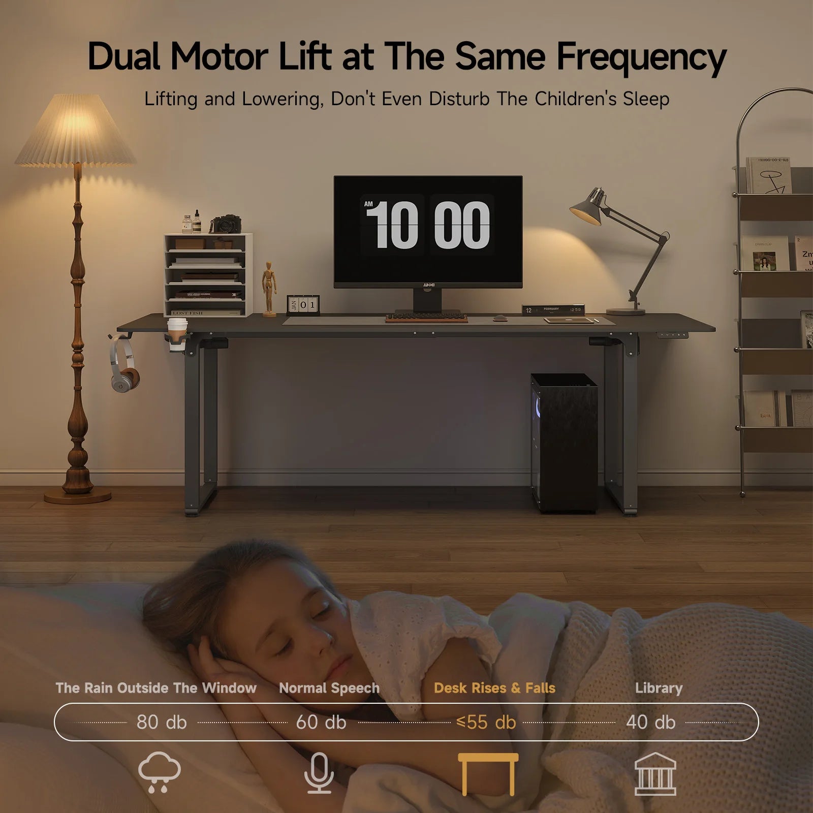 Electric Lifting Table Square Standing Computer Desk Stand Up Desk With 4 Legs Sit Stand Desk Adjustable Height