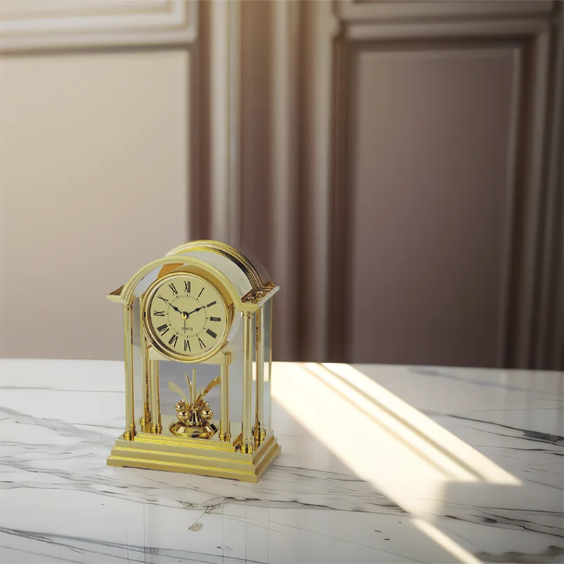 Vintage Table Clock with Quartz Movement Antique Style Desk Alarm Clock for Home Décor Bedroom Bookshelf Office Battery