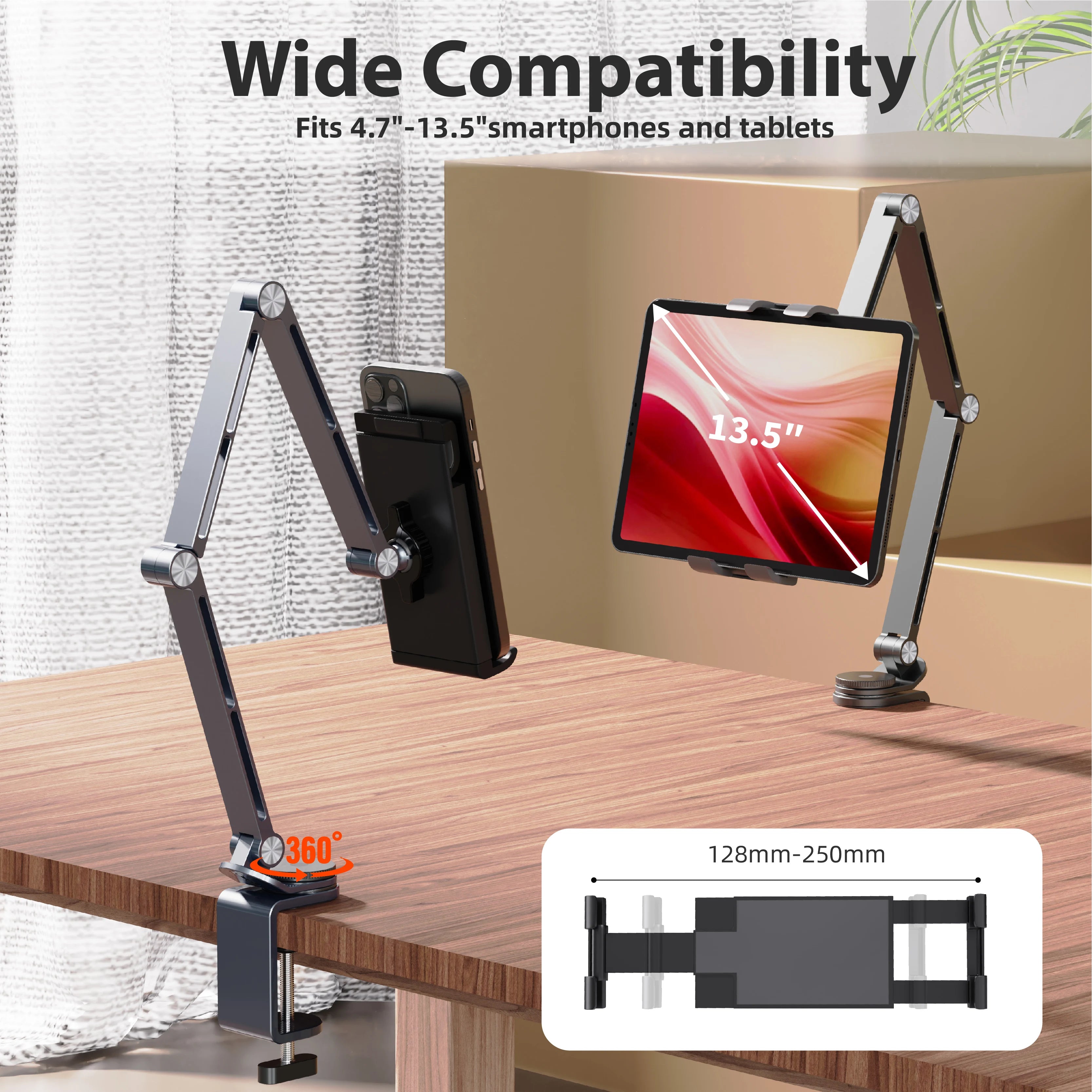 Kimdoole Tablet Desktop Cantilever Bracket Supports Table Mobile Phones Portable monitor Adjustable Rotating Tablet