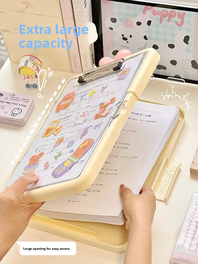 Simple Ins Sle Student Test Paper Storage Box Desktop Organizer Cute Cartoon Plastic File Cabinet Writing Desk Accory