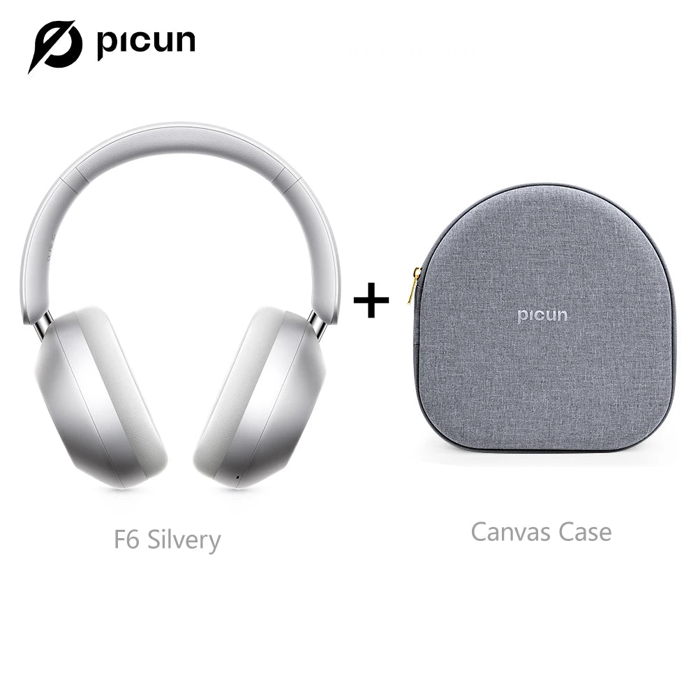 Picun F6 Active Noise Cancelling Wireless Headphones Head Tracking 3D Audio 40mm Hi-Res ANC Bluetooth Headset HIFI APP
