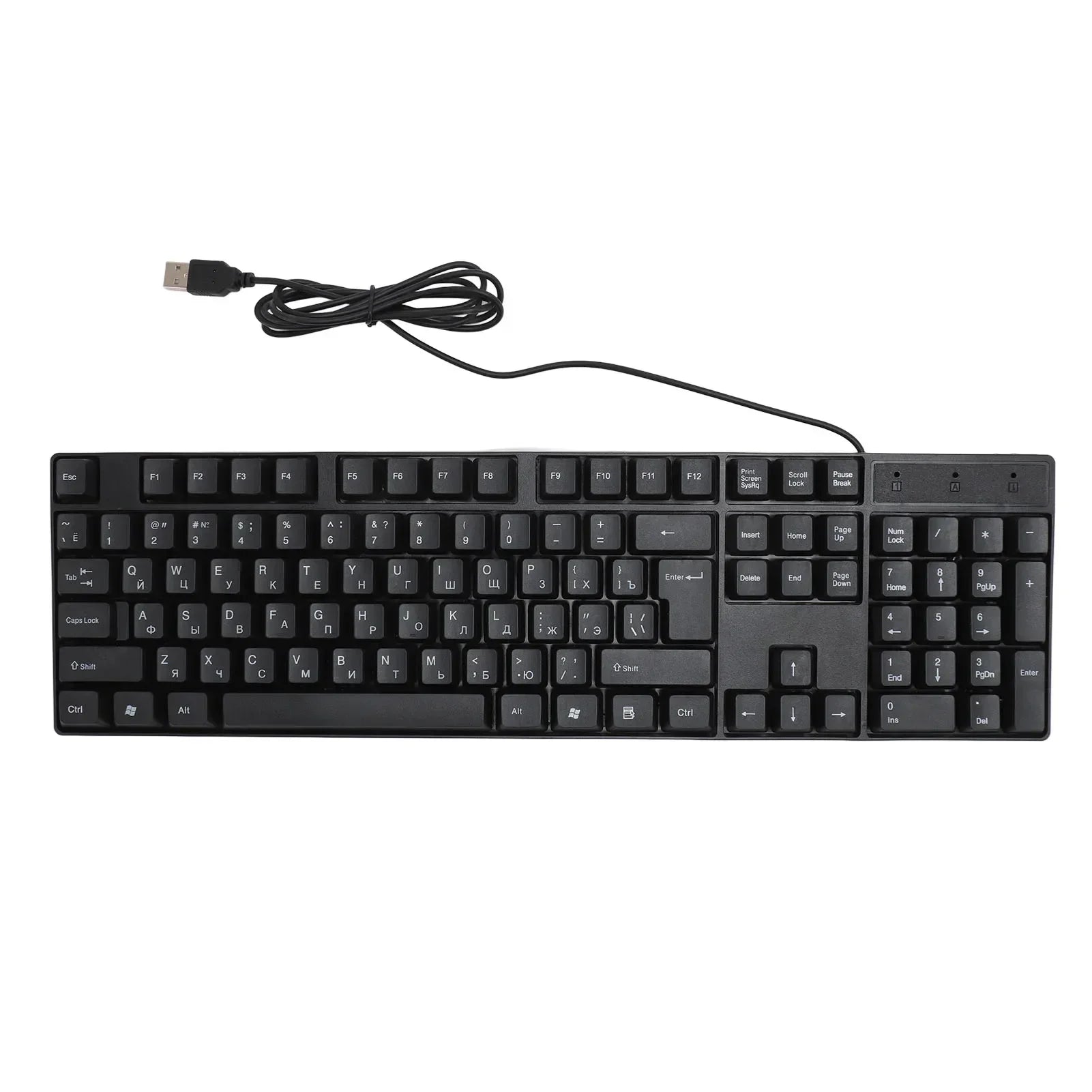 104 Keys USB Wired Keyboard English/Russian/Spanish/French Language Ergonomic Design Gaming Keyboard for Office Laptops