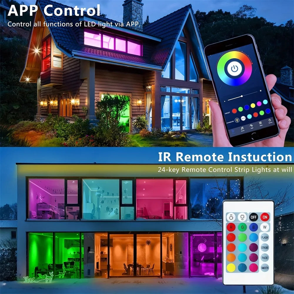 WIFI APP 5050 RGB LED Strip 24K Control With Battery And US plug Power Supply For Home Decoration And Ambient Lighting