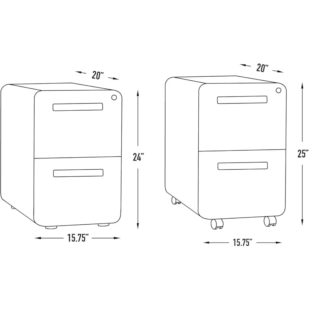 Laura Davidson Mobile 2-Drawer Filing Cabinet with Lock Under Desk Metal Storage for Legal/Letter Files - United States