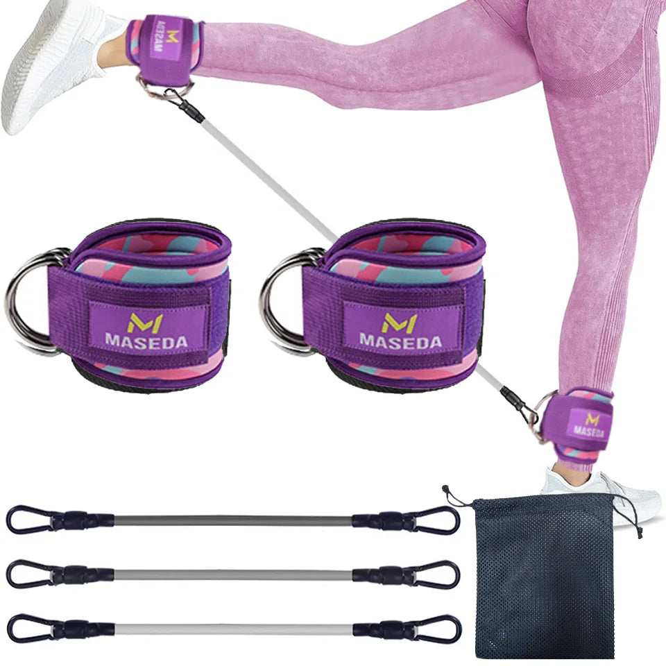 LOOGDEEL D-Ring Support Ankle Cuffs Resistance Bands Ankle Straps Fitness Yoga Leg Strength Safety Extensions Gym Guard