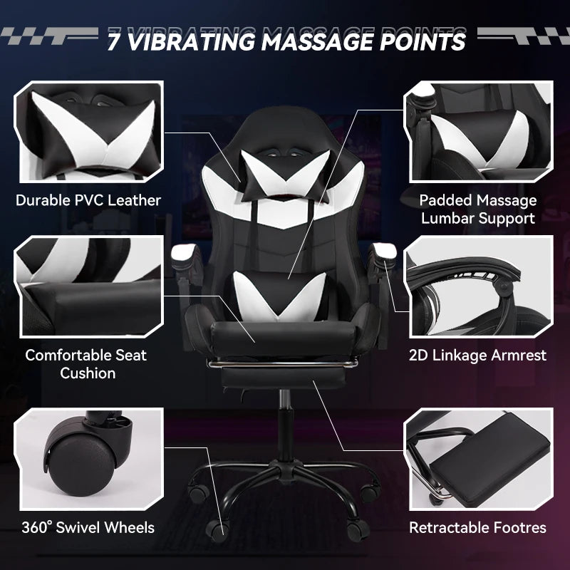 Nalupatio Ergonomic Office Chair Leather E-Sports Chair,Gaming Chair Rotatable Adjustable Headrest，For Offices