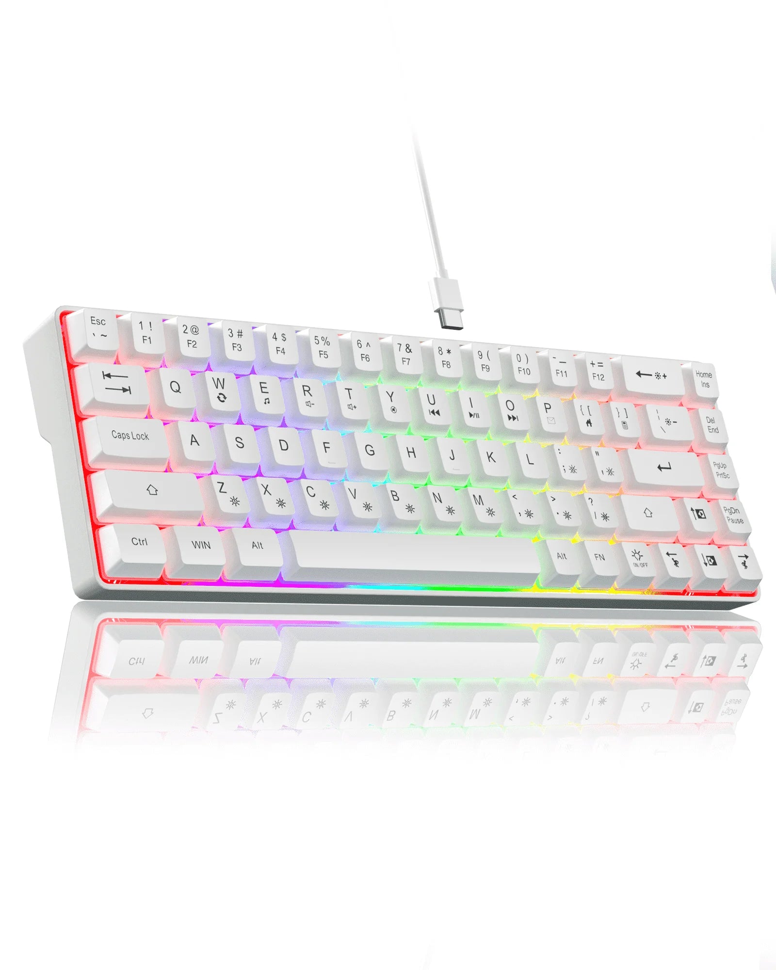SOLAKAKA Sk968 Gaming Keyboard 68 keys N- Key Rollover RGB Backlight - White / United States - Desktop