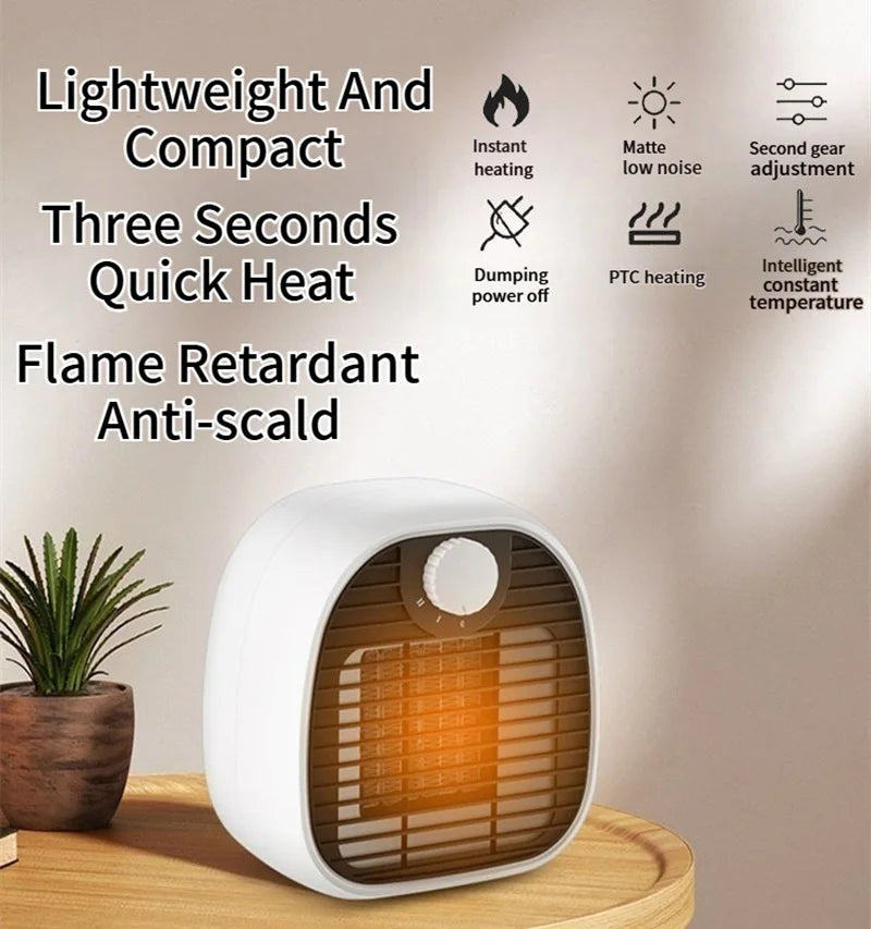 Portable Mini Heater Compact Electric Heater for Office Fast Heating High-Power Desktop Fan Ideal for Home and Workspace