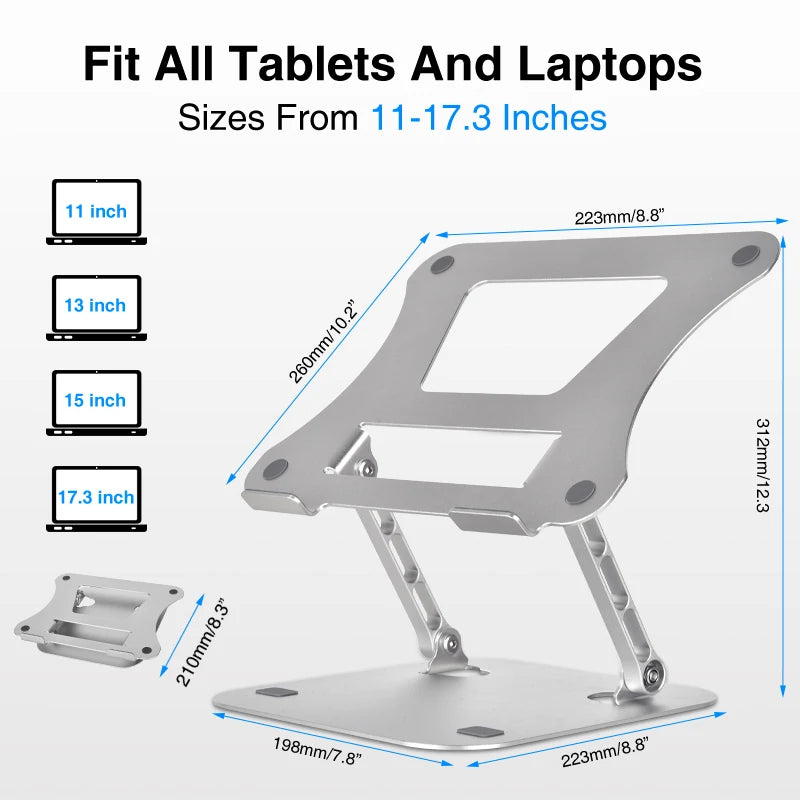 Tenmtoo Adjustable Laptop Stand Portable Aluminum Notebook Stand Compatible With 10-17.3 Inch Laptops and Macbook