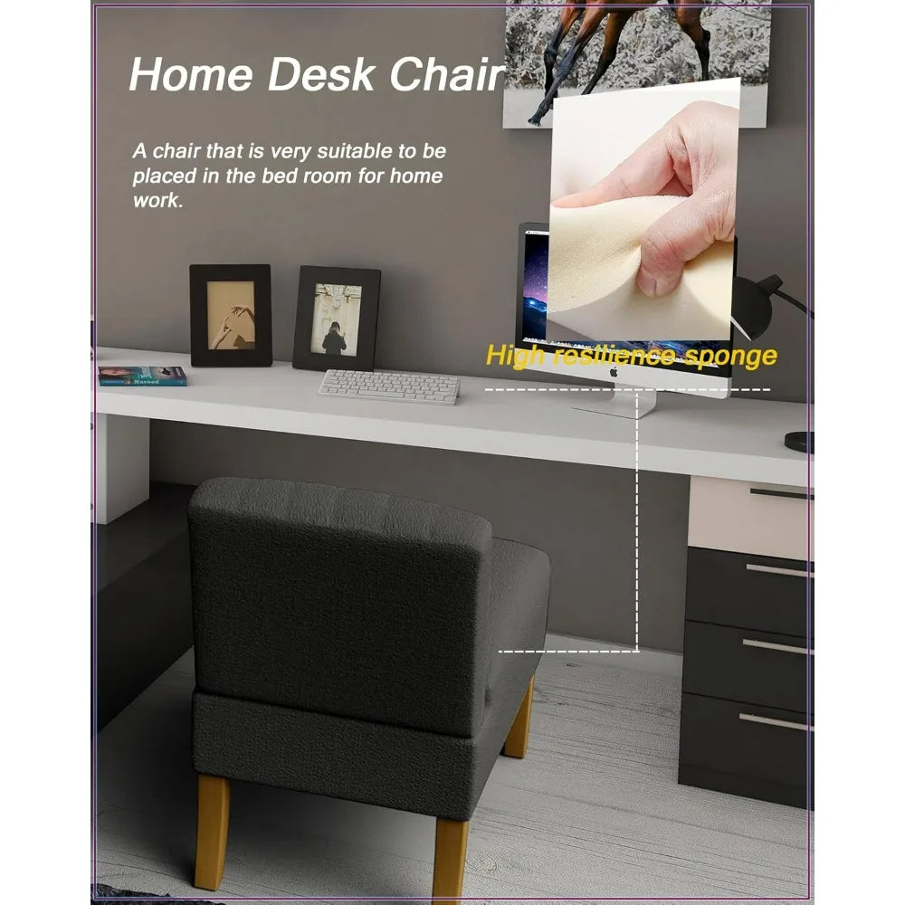 Accent Chairs Set of 2 - Modern Slipper Chairs for Living Room Solid Wood Legs Comfy Upholstered Fabric in Black