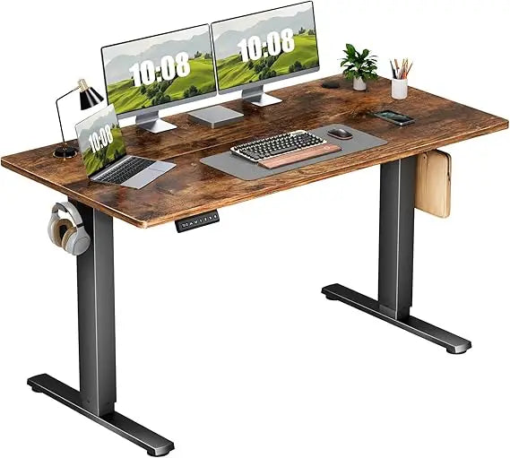 Electric Adjustable Height Standing Desk - 55 x 24 inch Sit to Stand Up Desk with Splice Board Rising Home Office