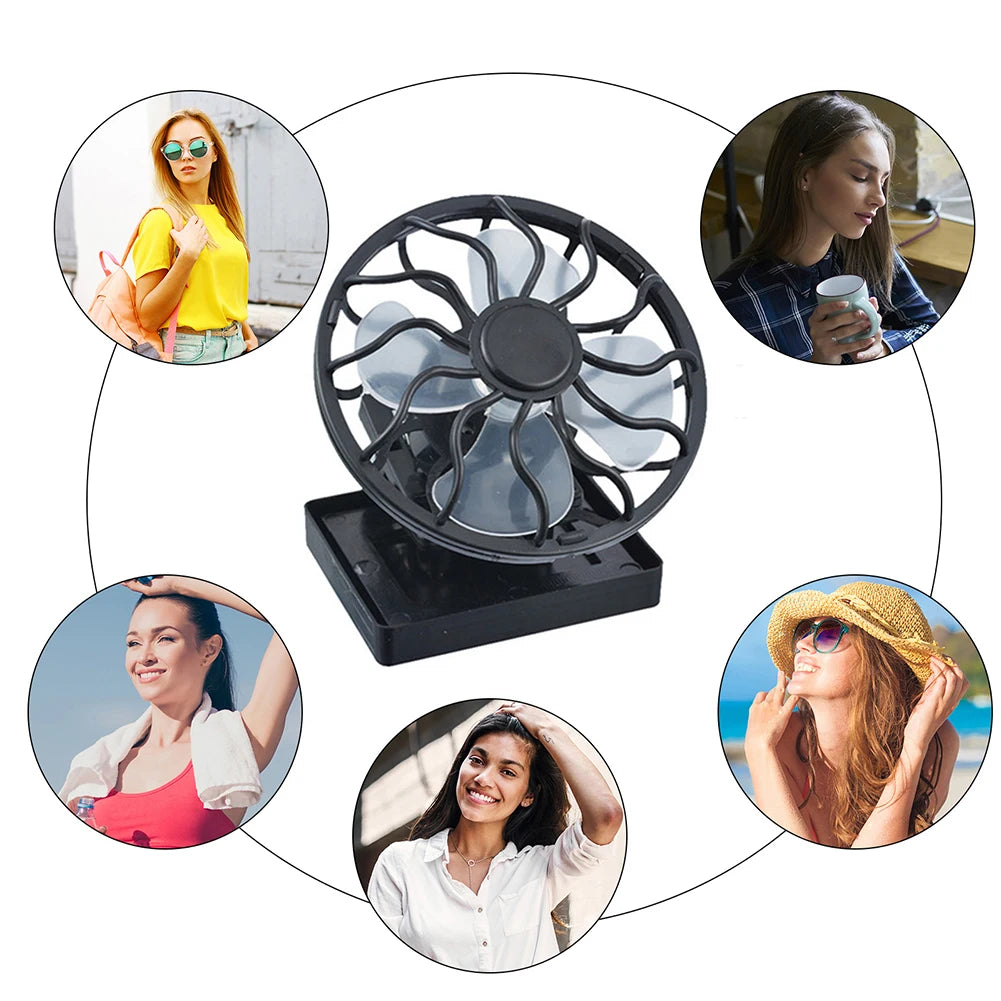 Cooling Camping Blower Summer Solar Fan Round Bottom Solar Mini Fan Portable Clip Desktop Table Fan Traveling
