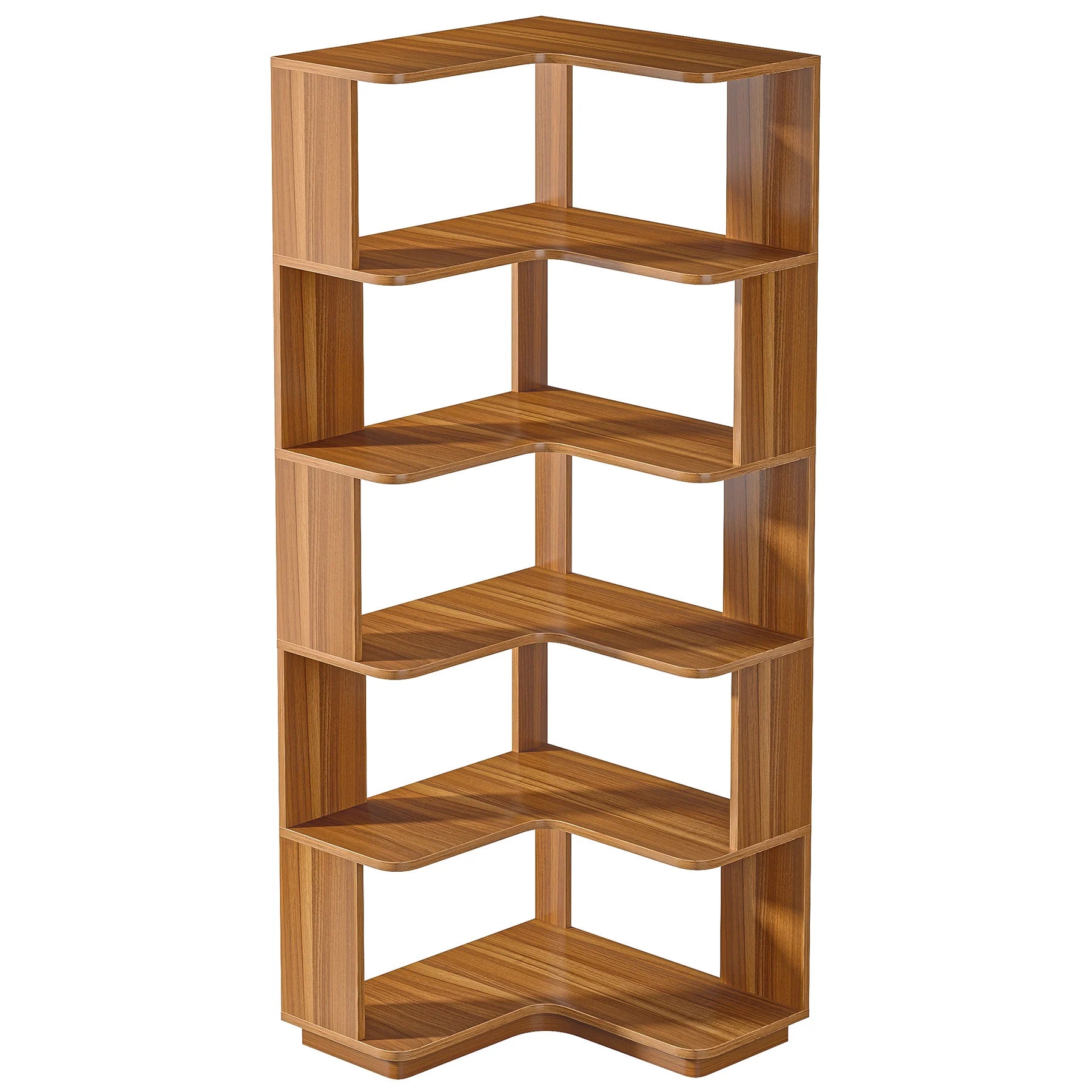 Tribesigns 6 Tier Corner Bookshelf 64.96 Inch Tall Industrial Corner Bookcase with Anti-Drop Panel,Wood Grain Corner