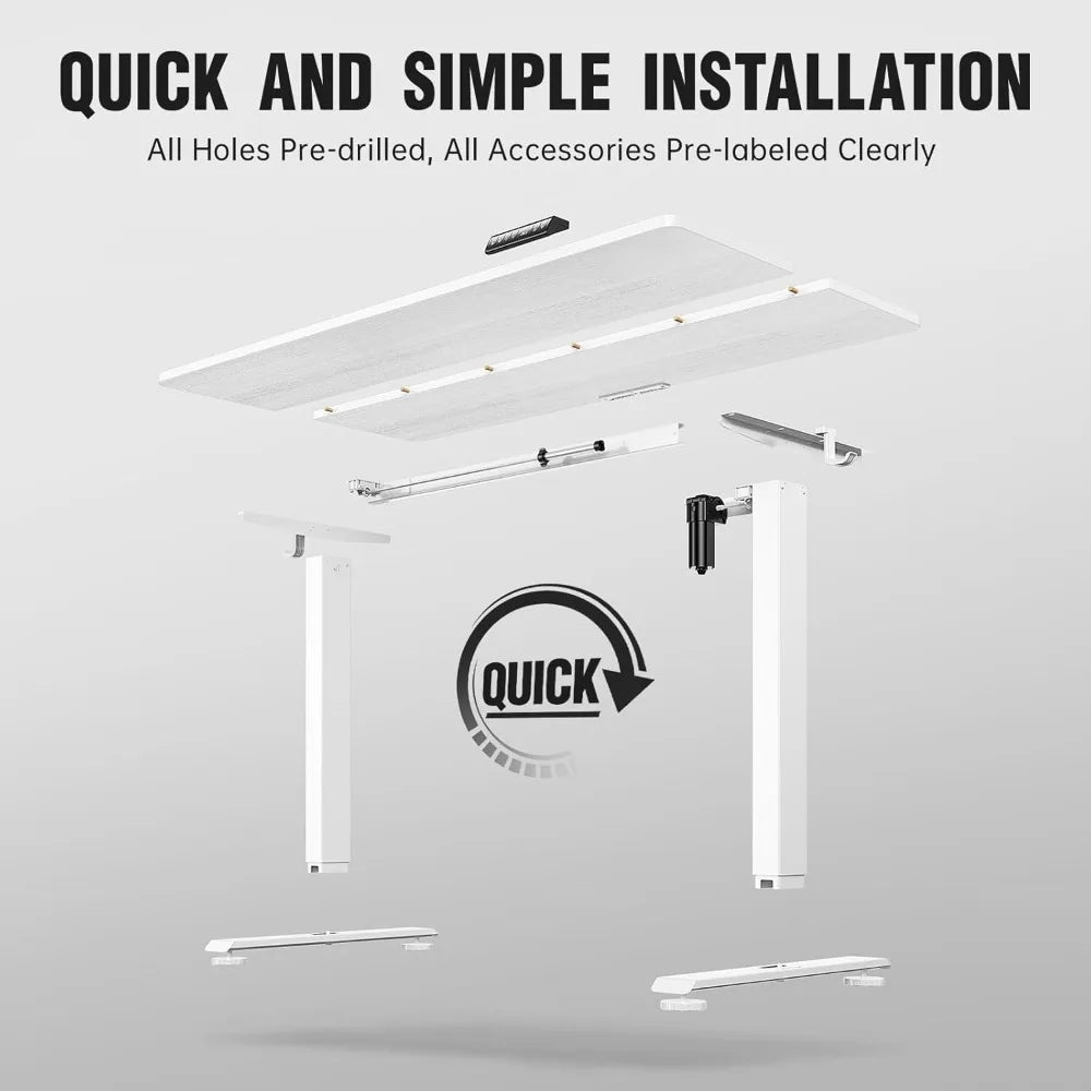 55 Inch Height Adjustable Sit Stand Up Wood Desktop Work Home Office Computer PC Table Tall Standup Workstation Gaming